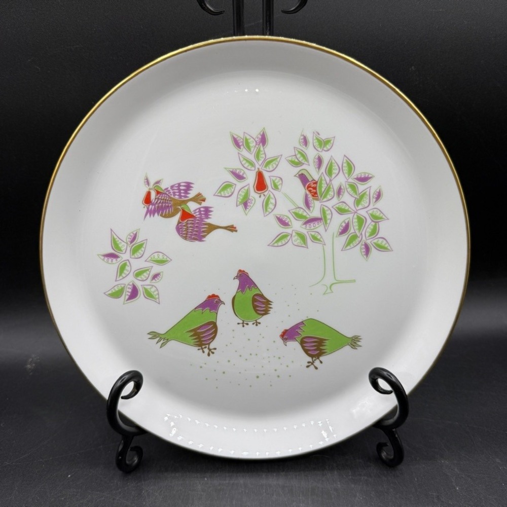 Vintage Shenango China 12 Days of Christmas Plate Three French Hens 1966 MCM